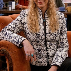 Vintage 90s Y2K 100% Silk Kimono Chinese Collar Jacket Blazer 6P Phoebe Buffay